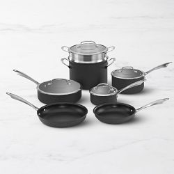 WILLIAM SONOMA CUISINART METALLIC RED 11pc STAINLESS STEEL POT PAN