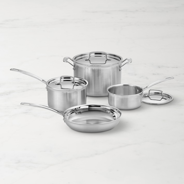 Cuisinart MultiClad Pro TriPly StainlessSteel 7Piece Cookware Set Williams Sonoma