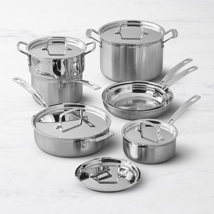 12pc Stainless Steel Cookware Set With 6pc Pan Protectors Silver