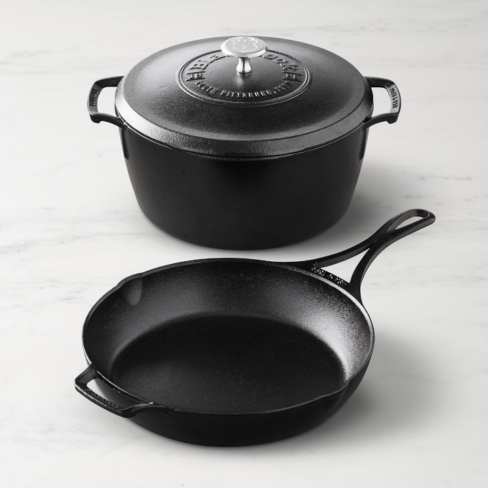 Lodge 5-Piece Pre-Seasoned Cast Iron Cookware Set - Includes 8 and 10 1/4  Skillets, 10 1/2 Griddle, and 5 Qt. Dutch Oven