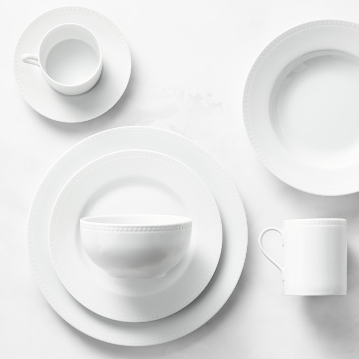 Apilco Beaded Hemstitch Porcelain Dinnerware Collection + Place Setting