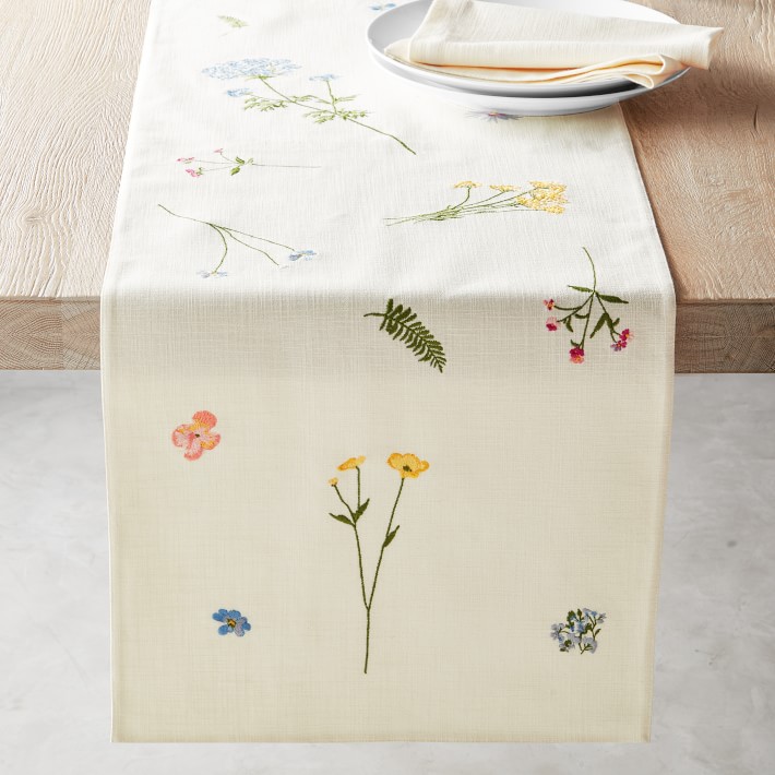 Floral Embroidered Table Runner Williams Sonoma