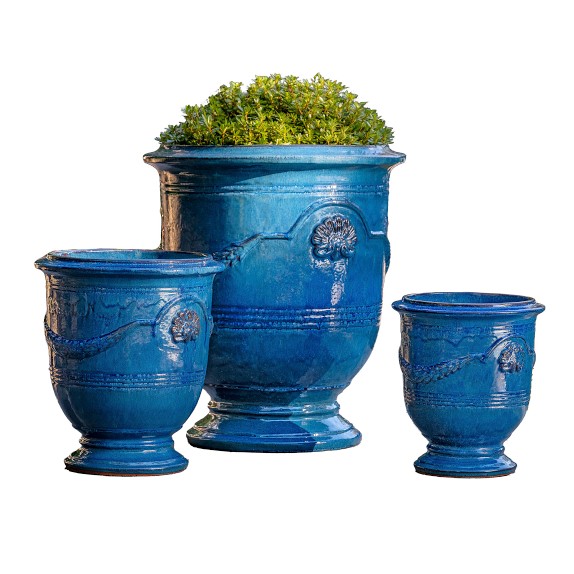 Coquille Anduze Urn in Cerulean Williams Sonoma