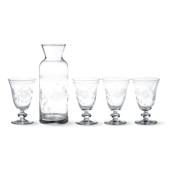 Vintage Etched Carafe & Goblets, Set of 4 Williams Sonoma