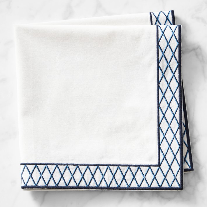 Trellis Embroidered Napkins, Set of 4 Williams Sonoma