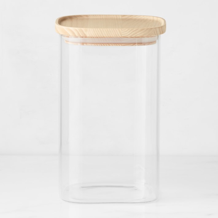 1 1/2 Quart Anchor Square Jar with Bamboo Lid - Jar Store