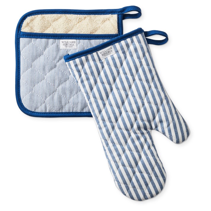 Williams Sonoma Bay Stripe Oven Mitt & Potholder Set