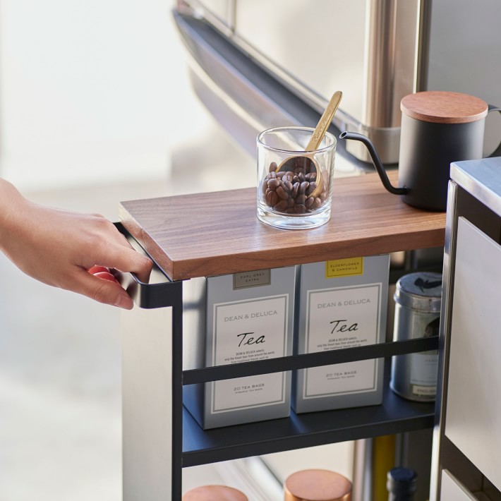 Black Slim Rolling Storage Kitchen Cart with Handle | Williams Sonoma