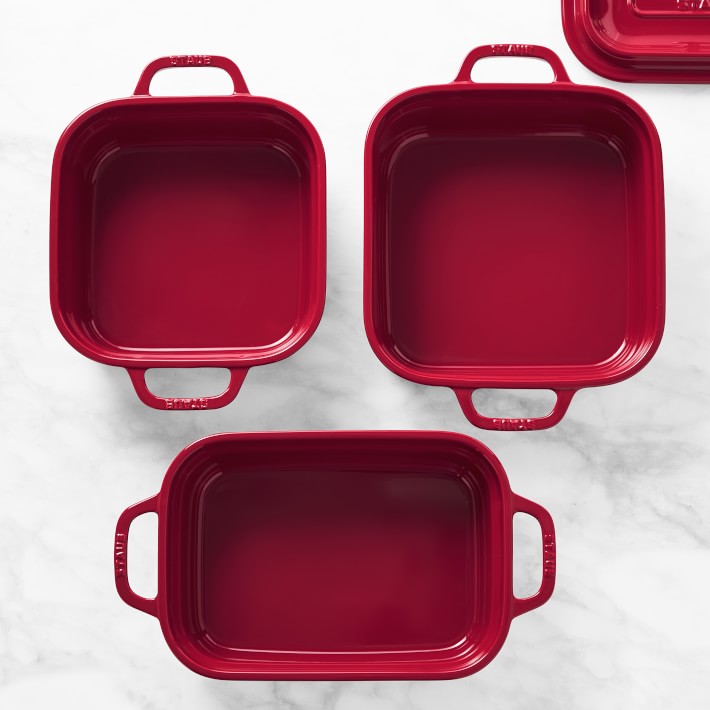 Holiday Time 8x8 Red Striped Baking Dish, Stoneware Ceramic, Dishwasher  Safe 