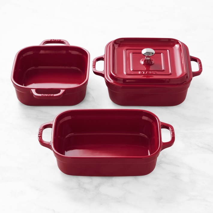 Holiday Time 8x8 Red Striped Baking Dish, Stoneware Ceramic, Dishwasher  Safe 