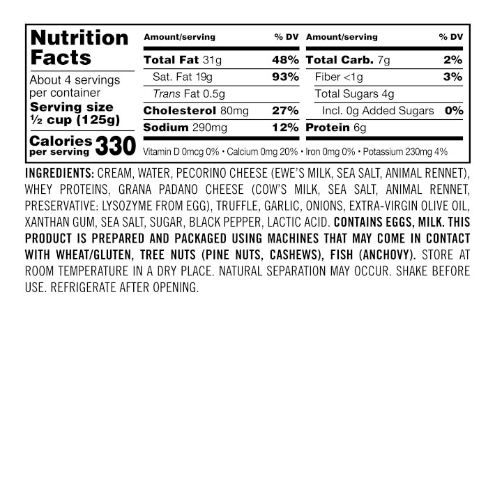 Williams Sonoma Gourmet Pasta Sauce Truffle Alfredo Williams Sonoma