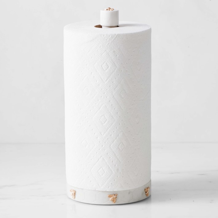 White Ceramic and Stainless Steel Paper Towel Holder with 5