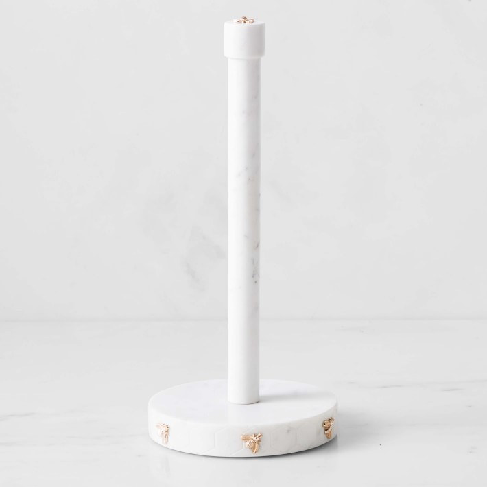 White Marble and Wood Paper Towel Holder + Reviews