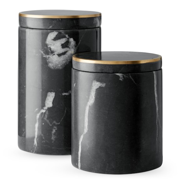 Black Marble and Brass Bath Canister | Williams Sonoma