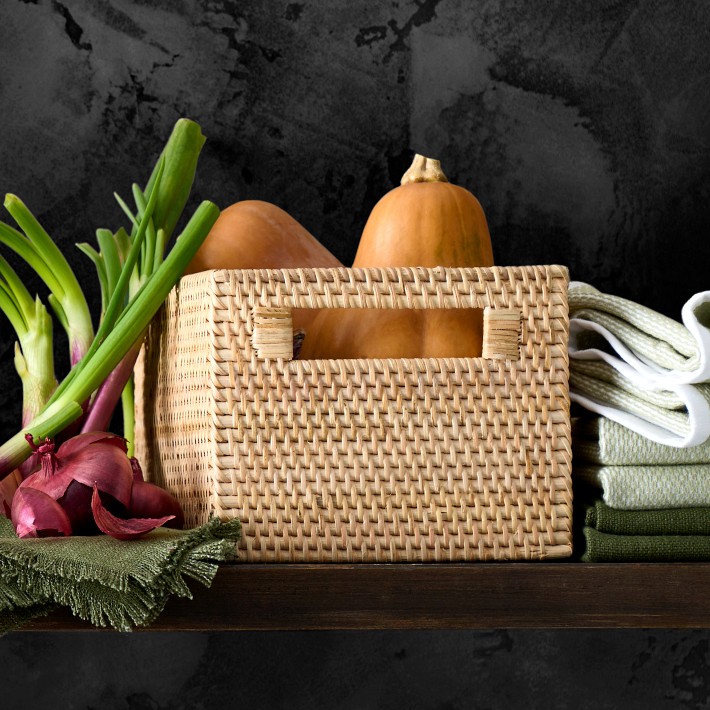 Hold Everything Rattan Cubby Pantry Baskets