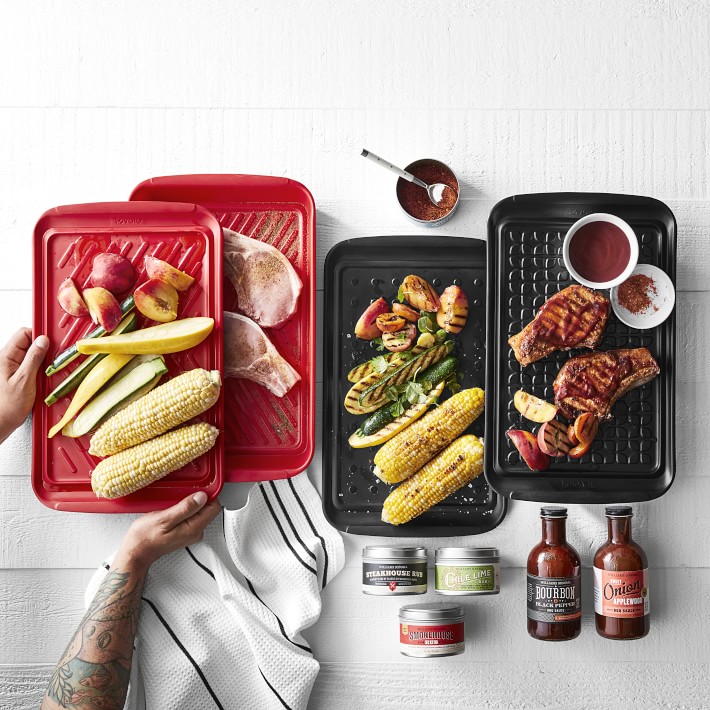 Tovolo 2 Piece Black and Gray Prep & Serve BBQ Serving Tray Set