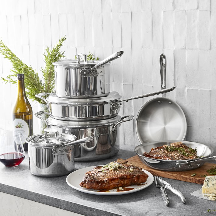 Williams Sonoma All-Clad d5 Brushed Stainless-Steel 7-Piece Cookware Set
