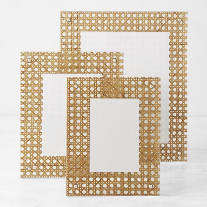 Rattan and Acrylic Block Picture Frames Williams Sonoma