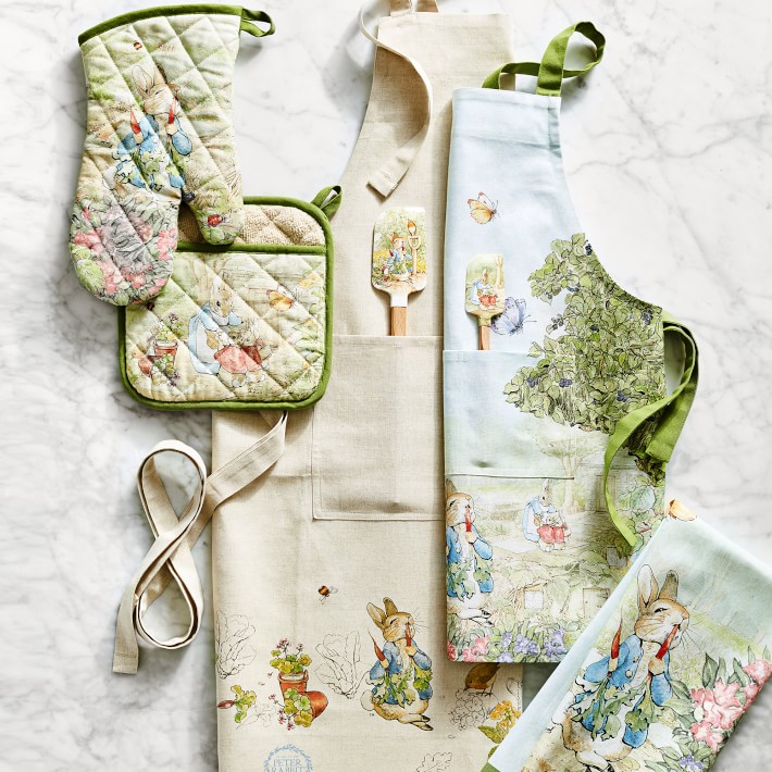 Williams Sonoma print cotton kitchen dish tea towels, Easter bunny