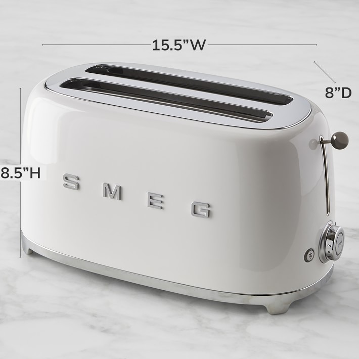 SMEG 4-Slice Toaster, Cream, Black, Green & Blue Colors