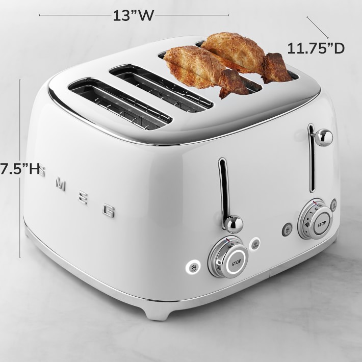 SMEG 4-Slice Toaster, Cream, Black, Green & Blue Colors