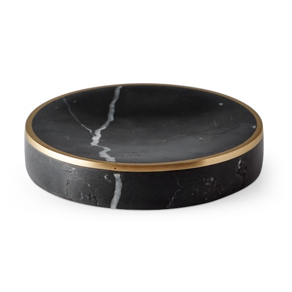 Black Marble and Brass Bath Accessories Williams Sonoma