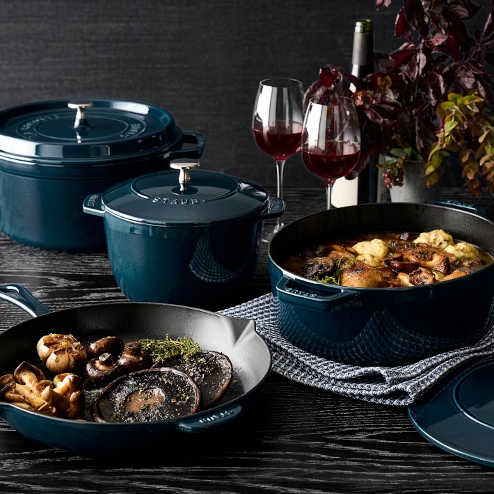 Enameled Cast Iron Cookware Set - 5 Pieces Solid Colored Braiser Dish, Fry  Pan, & Dutch Oven Pot with Lids - Heavy Duty Non-Stick Kitchen Cookware