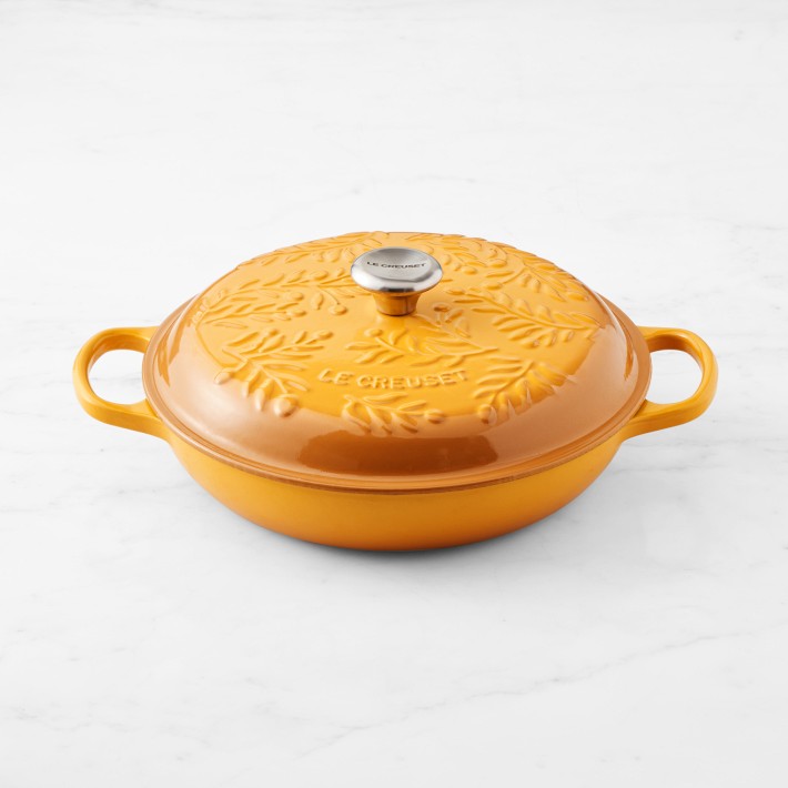 Le Creuset Enameled Cast Iron Braiser with an Olive Leaf Pattern
