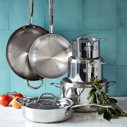 Williams Sonoma Stainless-Steel Thermo-Clad™ Deep Saute with Fryer Basket