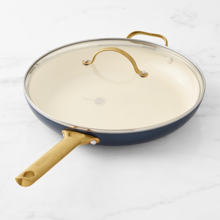 Reserve Ceramic Nonstick 12 Frypan with Helper Handle and Lid | Blush with  Gold-Tone Handles