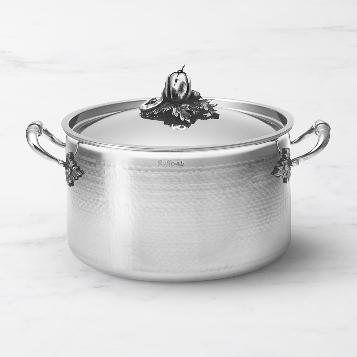 Ruffoni Opus Prima Hammered Stainless-Steel Stock Pot with Squash