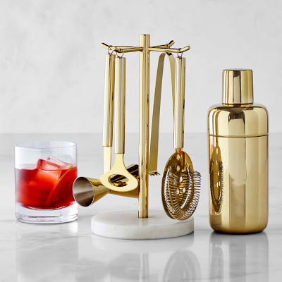 Williams Sonoma Bar Tool Set with Stand & Cocktail Shaker, Bar Accessories