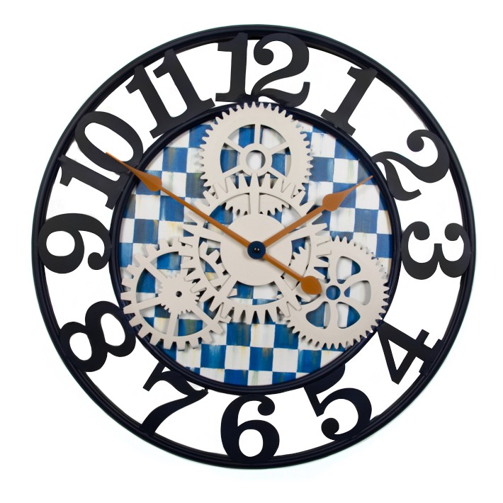 MacKenzie Childs Royal Check Farmhouse Wall Clock | Williams Sonoma