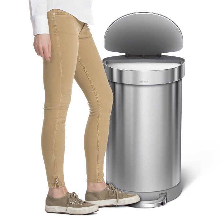 simplehuman 50-Liter Brushed Stainless Steel Wheeled Kitchen Trash Can with  Lid Indoor in the Trash Cans department at