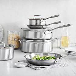 All-Clad ST40005 D3 Compact Stainless Steel Dishwasher Safe Cookware Set,  5-Piece, Silver 