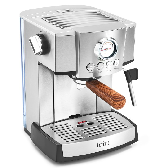 Brim 15 Bar Espresso Maker with Wood Handle Williams Sonoma