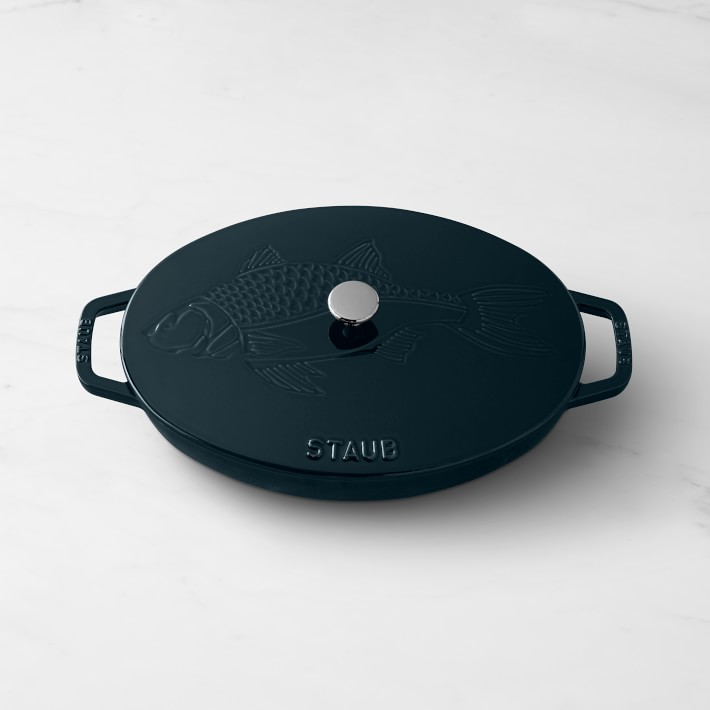 Staub Cast Iron 14.5 Covered Fish Pan Black Matte