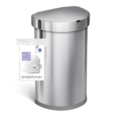 simplehuman 12 gal. Code M Custom Fit Trash Can Liners (20-Pack), White