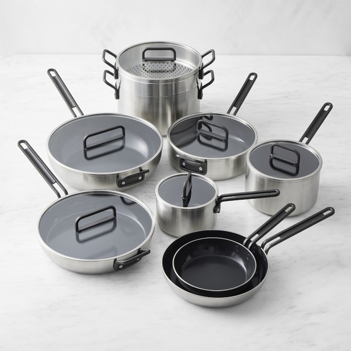 GreenPan™ Stanley Tucci™ Stainless-Steel Ceramic Nonstick 4-Piece Saucepan  Set