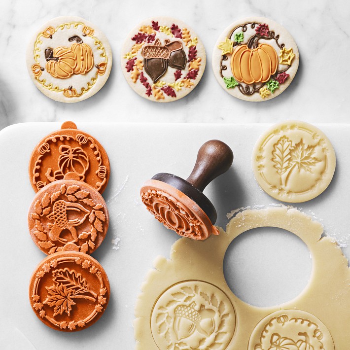 Williams Sonoma Fall Harvest Silicone Cookie Stamps, Set of 4