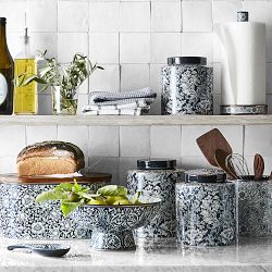 Patterned Tile Black and White Ceramic Kitchen Utensil Holder with