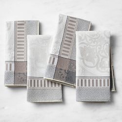 EHouseHome Damask Jacquard Cloth Napkins Waterproof Spillproof Polyester  Fabric Napkins Silver Grey, Set of 12, 17 x 17 Inch