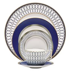 Bone China Dinnerware 16pc Set Service for 4 Double Gold Rim White Microwave Safe Elegant Giftware Dish Set Essential Home Everyday Living Display