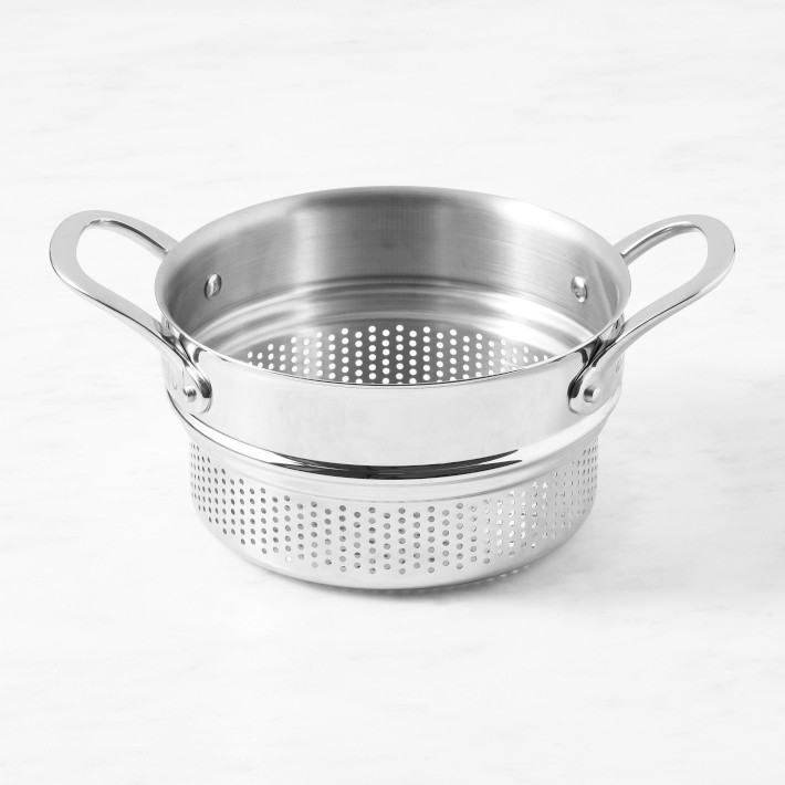 Stainless Steel Steamer Basket Metal Steamer Insert Steaming Rack Vegetables Fruit Colander Strainer with Handle, Silver