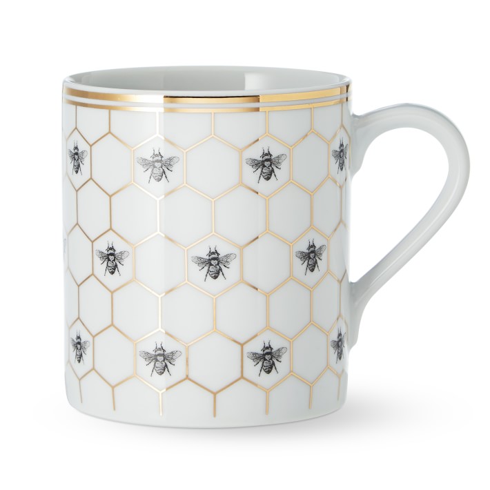 Two's Company Honeycomb Pattern Mug w/Wooden Stirrer