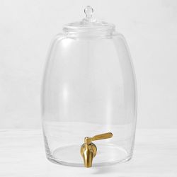 2 Pack Clear Dual Gallon Glass Beverage Dispenser Stand With Gold Lids