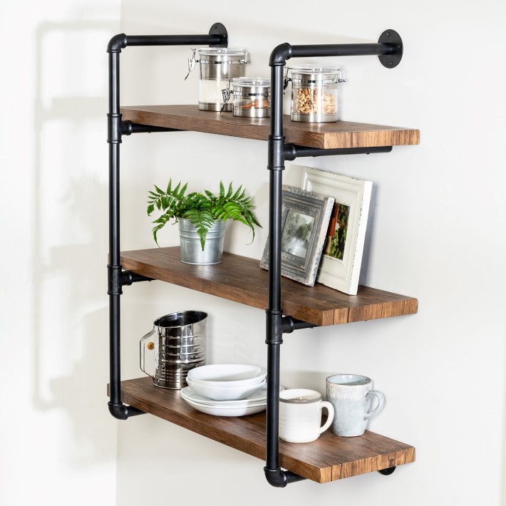 Industrial Three-Tiered Metal Shelf