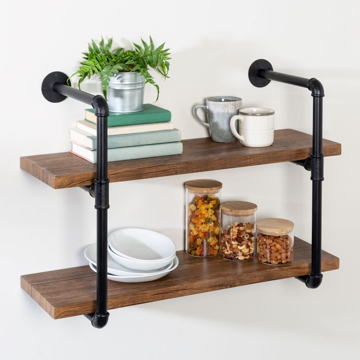 Ceiling Mounted Pot Rack with Industrial Matte Black Metal Pipe