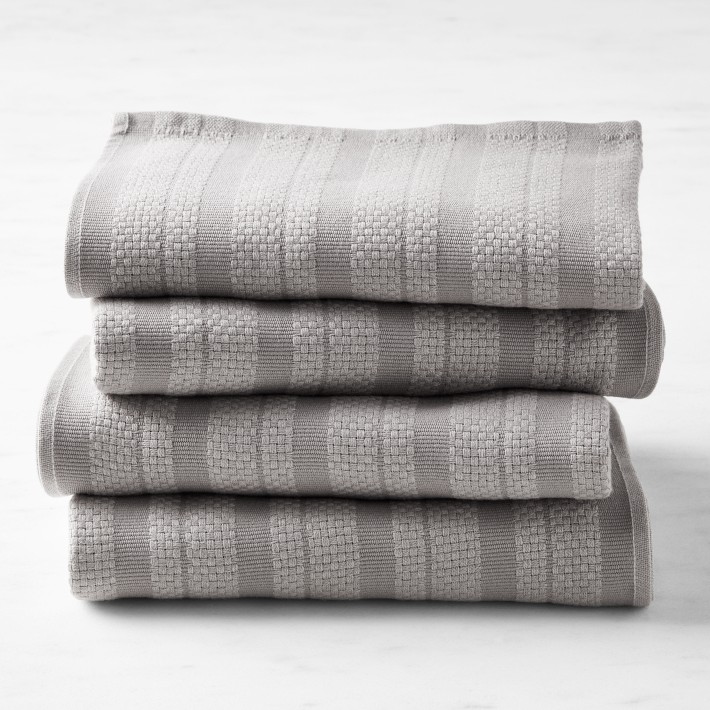  Williams-Sonoma Classic Striped Towels, Cotton,Set of 4  (Drizzle) : Home & Kitchen
