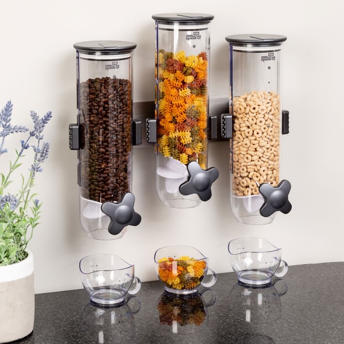 Cereal Dispenser Wall Mounted, Large Grains Dispenser Wall Mounted, Dry Food Dispenser with 2 Cups, Wall Mounted Candy Dispenser for Store Coffee